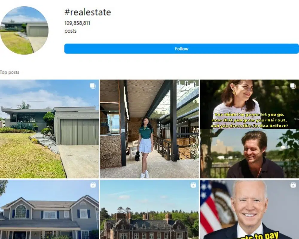 best Real Estate Hashtags instagram example