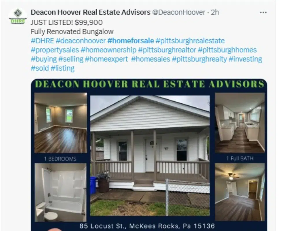 best Real Estate Hashtags twitter example