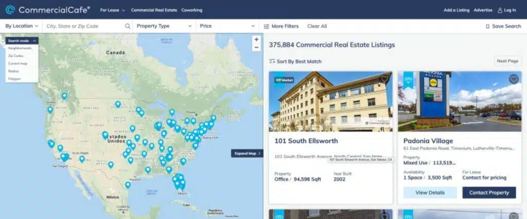 Commercial Cafe is Commercial Real Estate Listings Sites