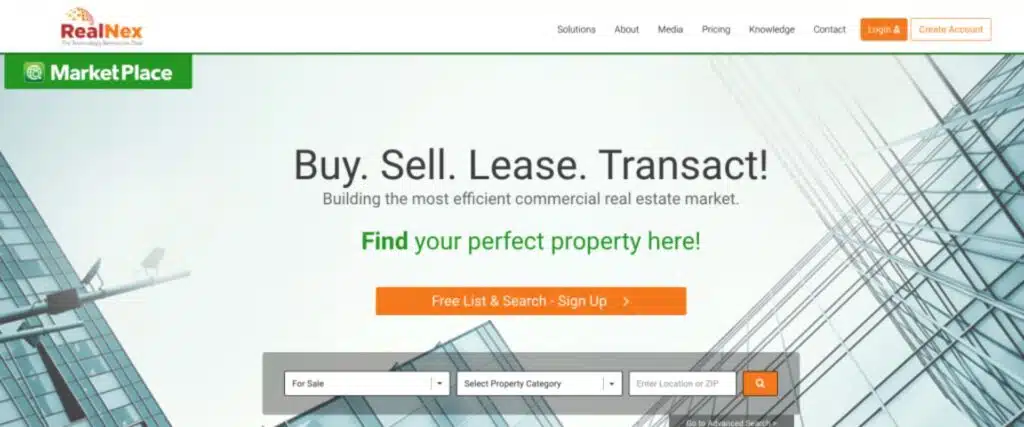 RealNex Marketplace is Commercial Real Estate Listings Sites