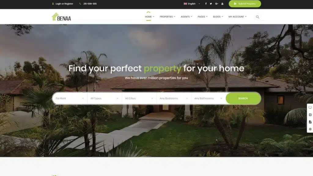 benaa real estate wordpress theme