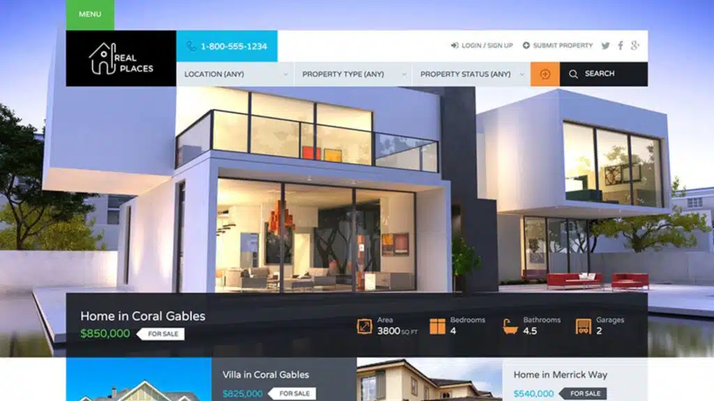 real places modern real estate wordpress theme