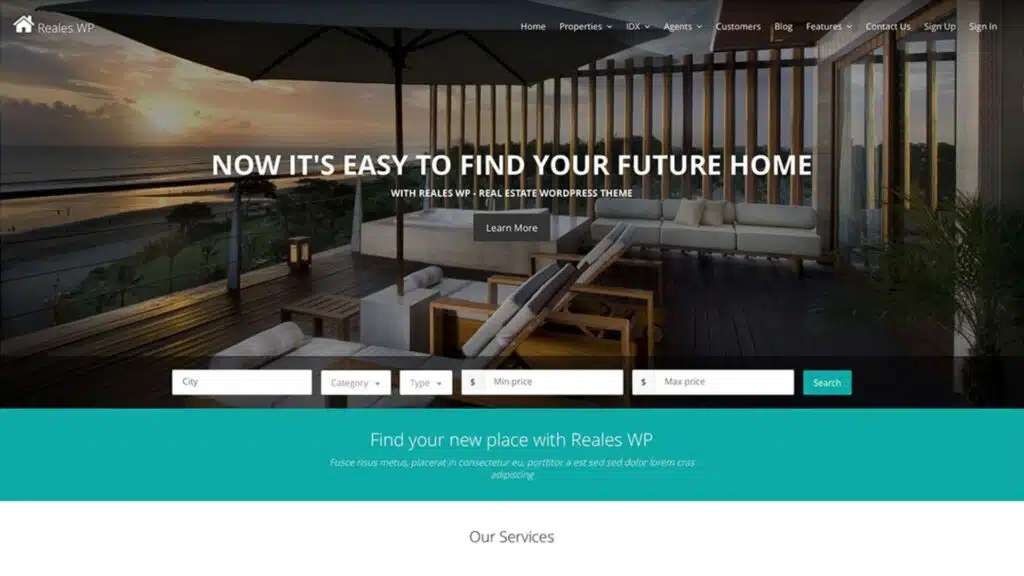 reales wp real estate wordpress website template